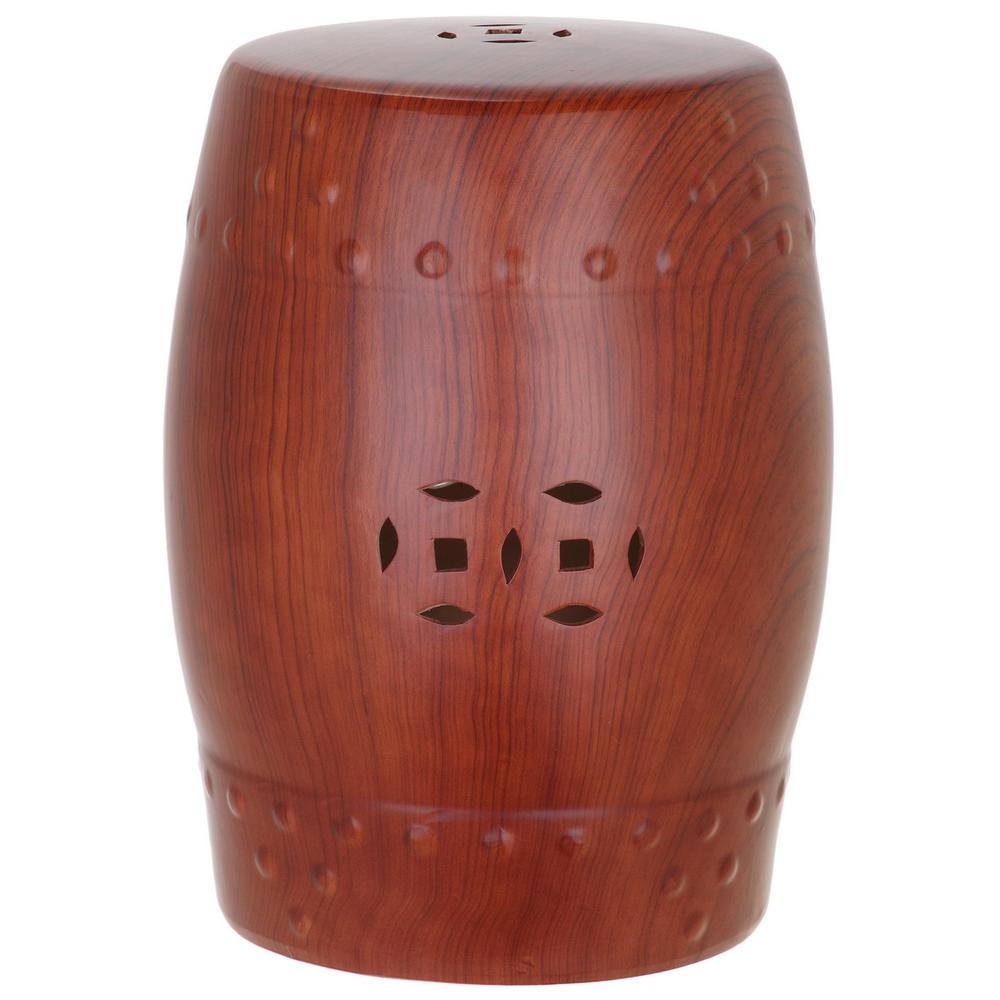 Ming Forest Garden Stool, Red Wooden Finish. Picture 1