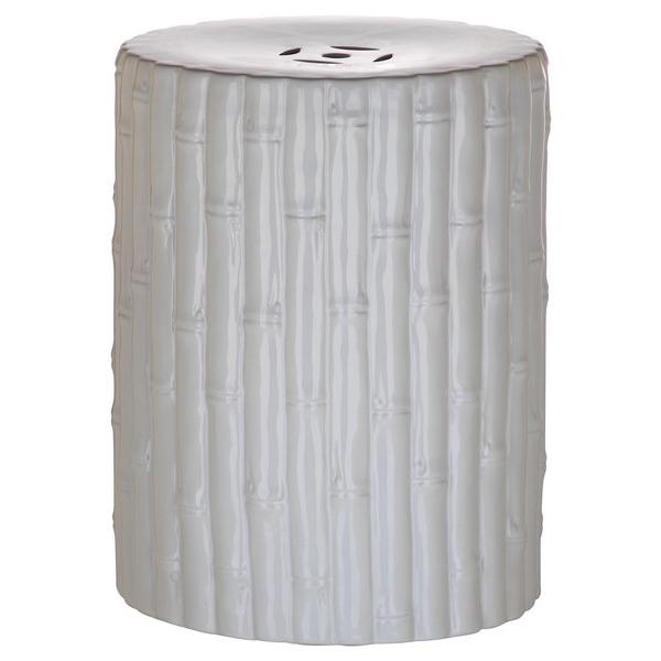 Bamboo Garden Stool, White. The main picture.