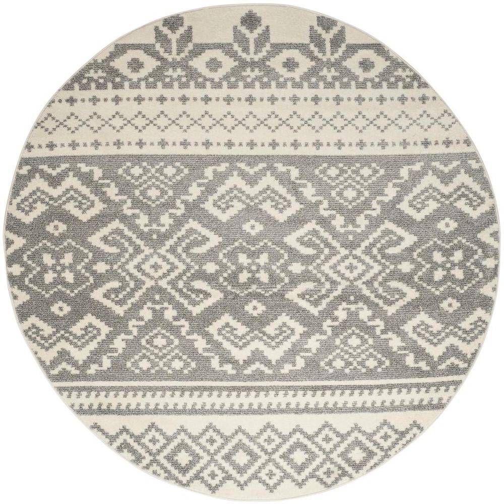 Adirondack, IVORY / SILVER, 8' X 8' Round, Area Rug, ADR107B-8R. Picture 1