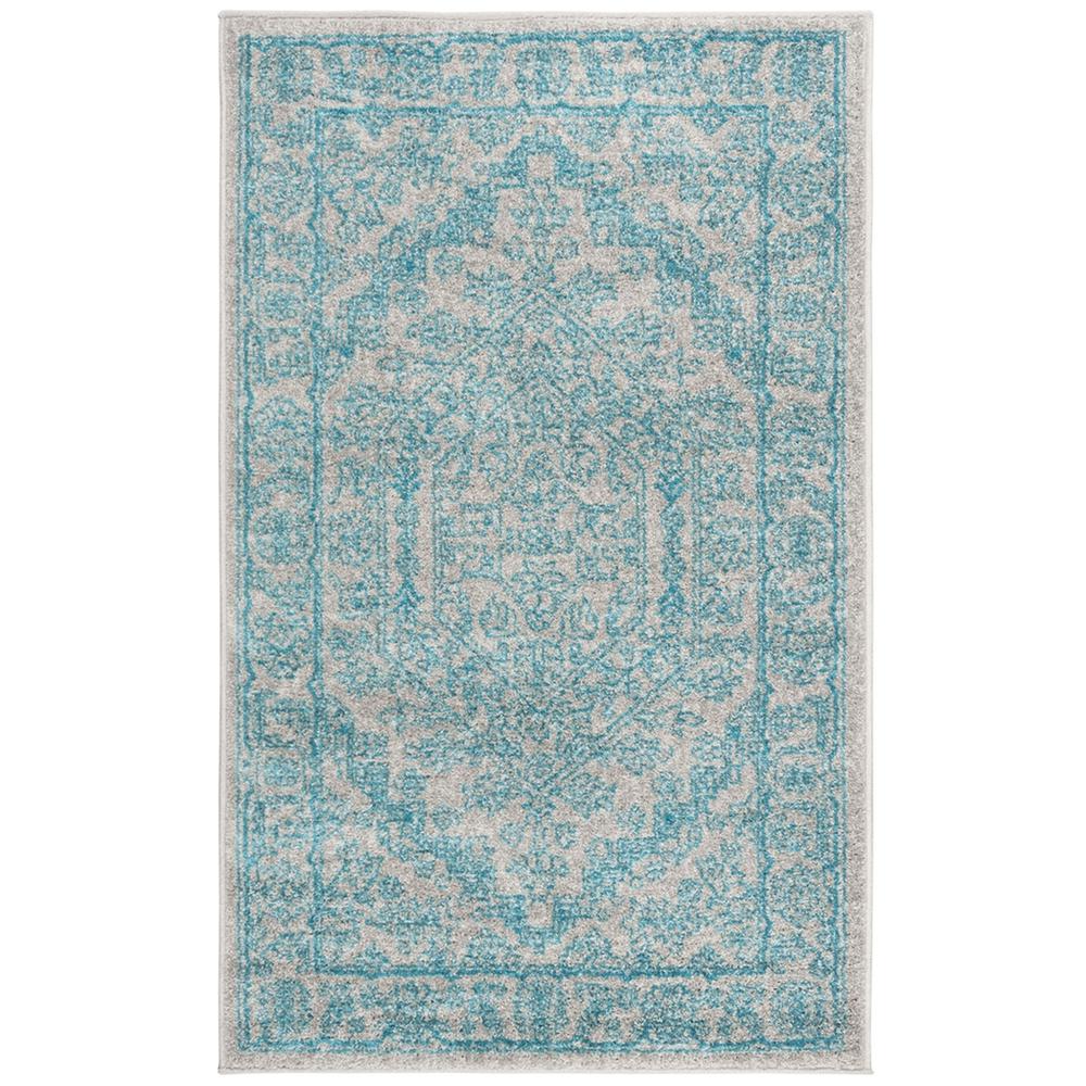 Adirondack, LIGHT GREY / TEAL, 3' X 5', Area Rug. Picture 1
