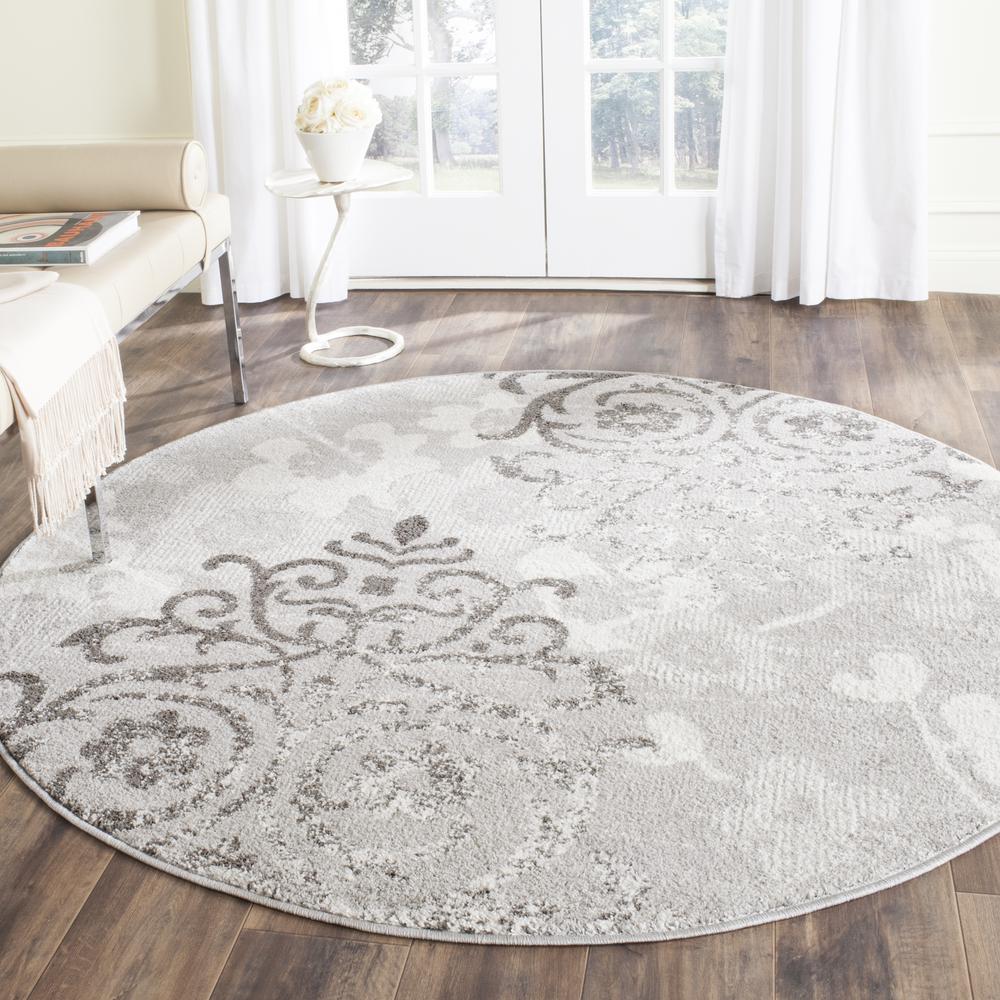 Adirondack, SILVER / IVORY, 6' X 6' Round, Area Rug, ADR114B-6R. Picture 1