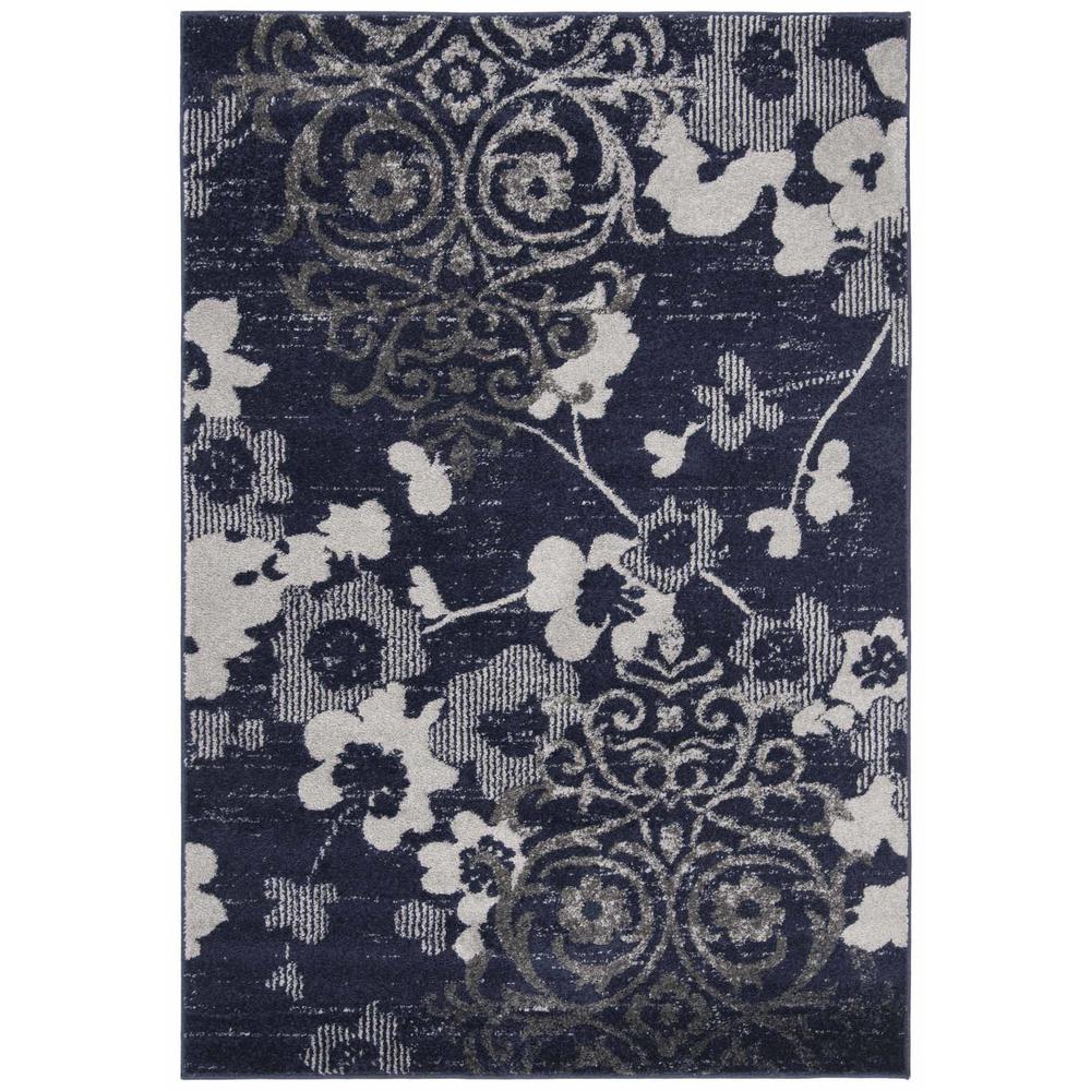 Adirondack, NAVY / SILVER, 8' X 10', Area Rug. Picture 1