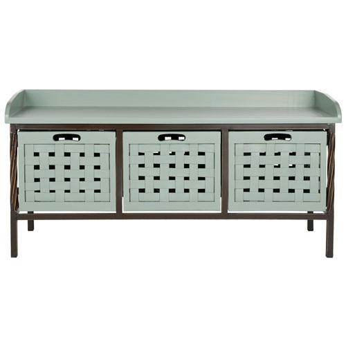 ISAAC 3 DRAWER WOODEN STORAGE BENCH, AMH6530B. Picture 1