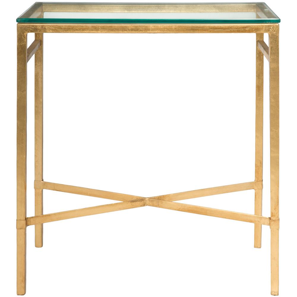 VIGGO ANTIQUE GOLD GLASS SIDE TABLE. Picture 1