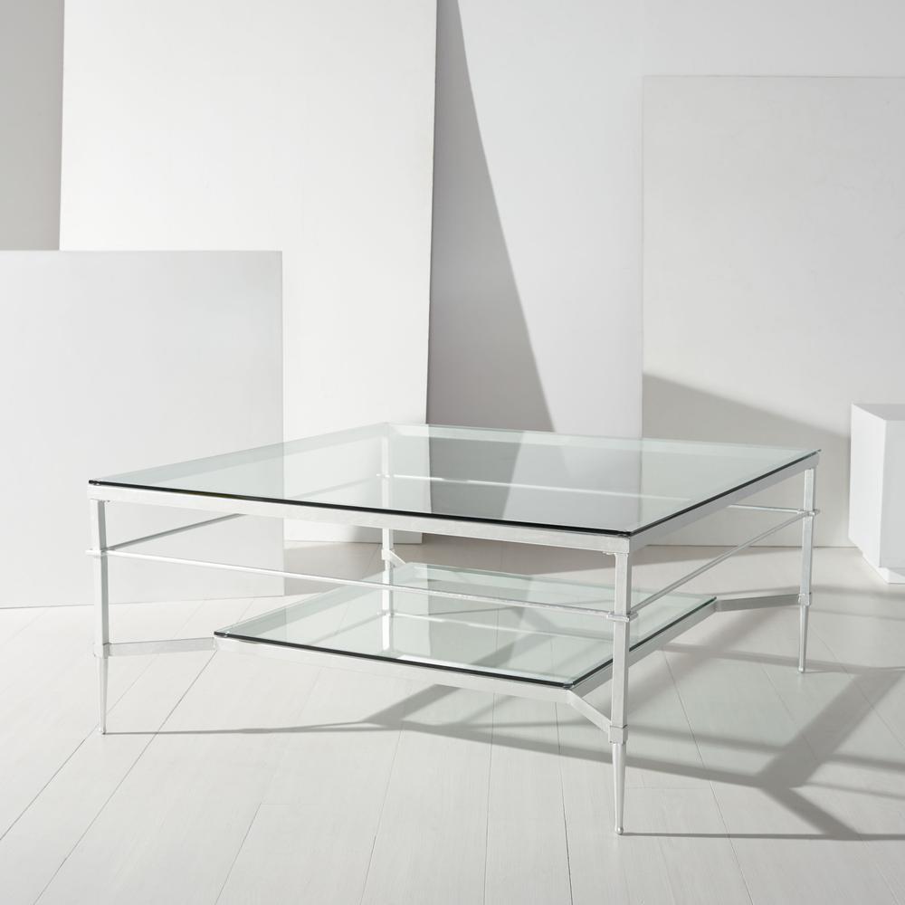 MIEKA SILVER LEAF GLASS COCKTAIL TABLE. Picture 7