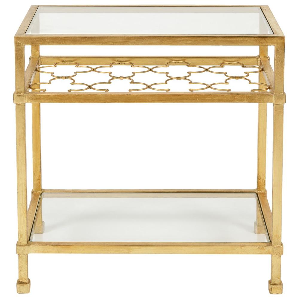 HANZEL GOLD LEAF GLASS SIDE TABLE. Picture 1