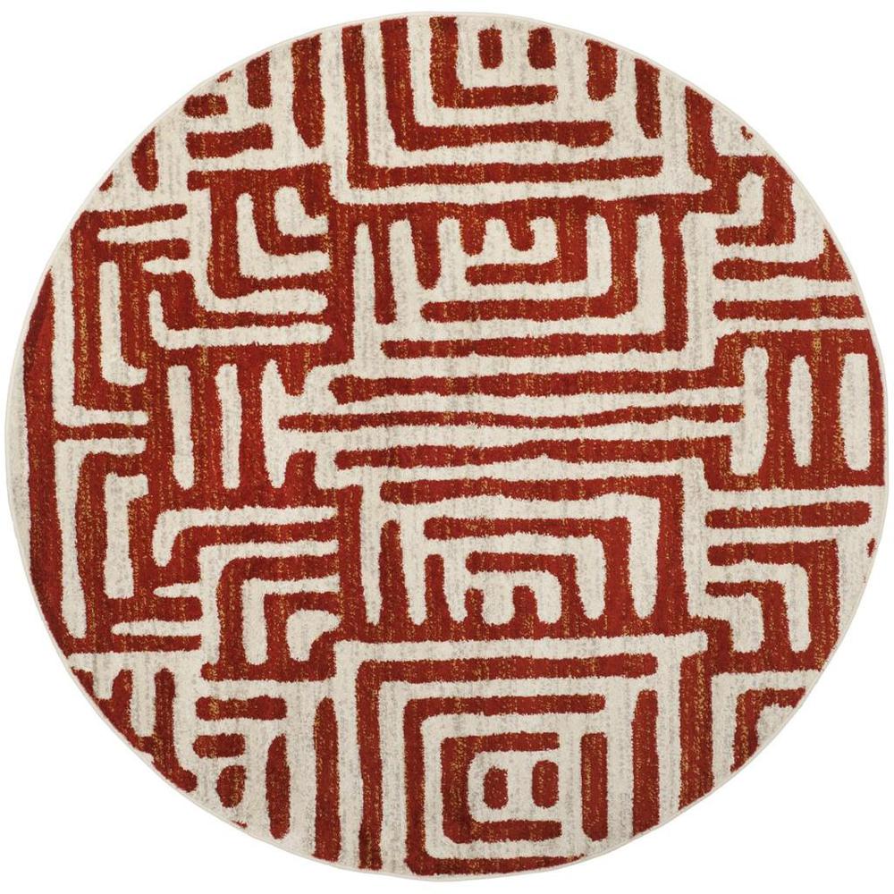 AMSTERDAM, IVORY / TERRACOTTA, 6'-7" X 6'-7" Round, Area Rug. Picture 1