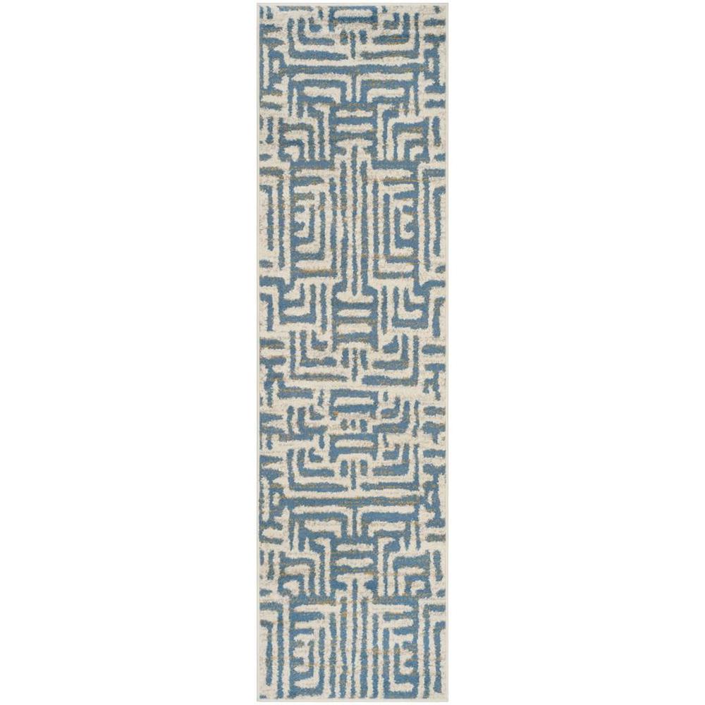 AMSTERDAM, IVORY / LIGHT BLUE, 2'-3" X 8', Area Rug. Picture 1