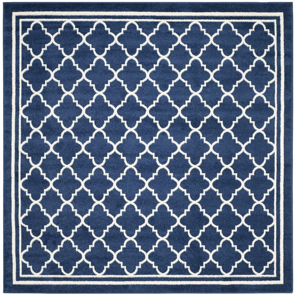 AMHERST, NAVY / BEIGE, 7' X 7' Square, Area Rug, AMT422P-7SQ. Picture 1