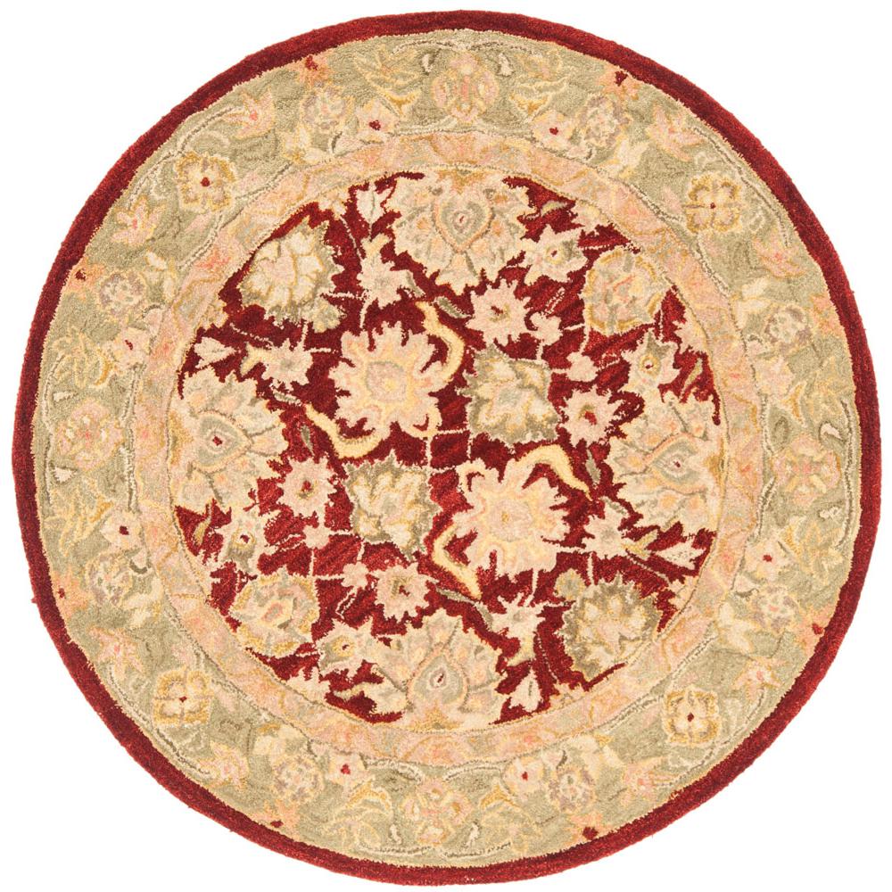 ANATOLIA, RED / MOSS, 4' X 4' Round, Area Rug. The main picture.