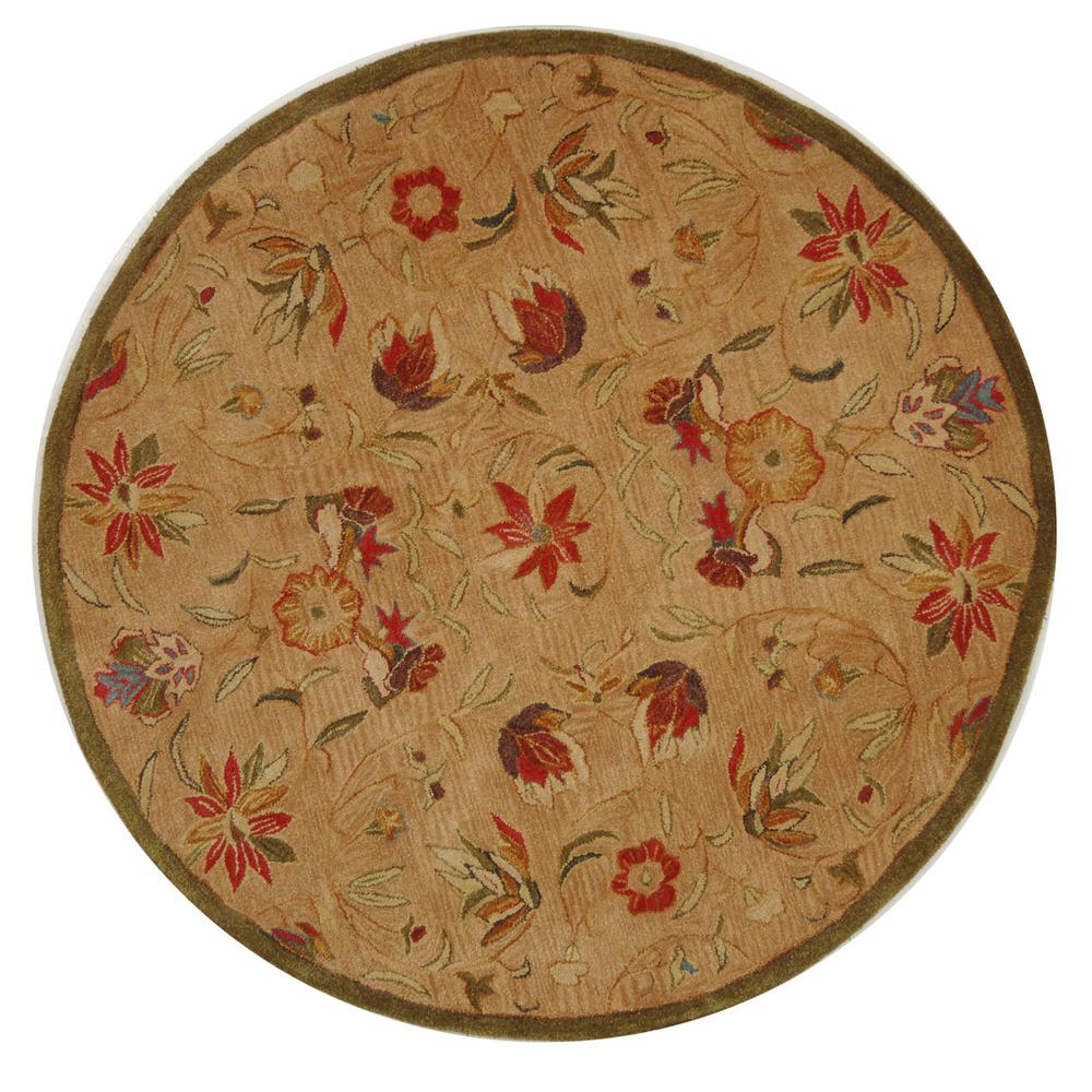 ANATOLIA, BEIGE / GREEN, 4' X 4' Round, Area Rug, AN525A-4R. Picture 1