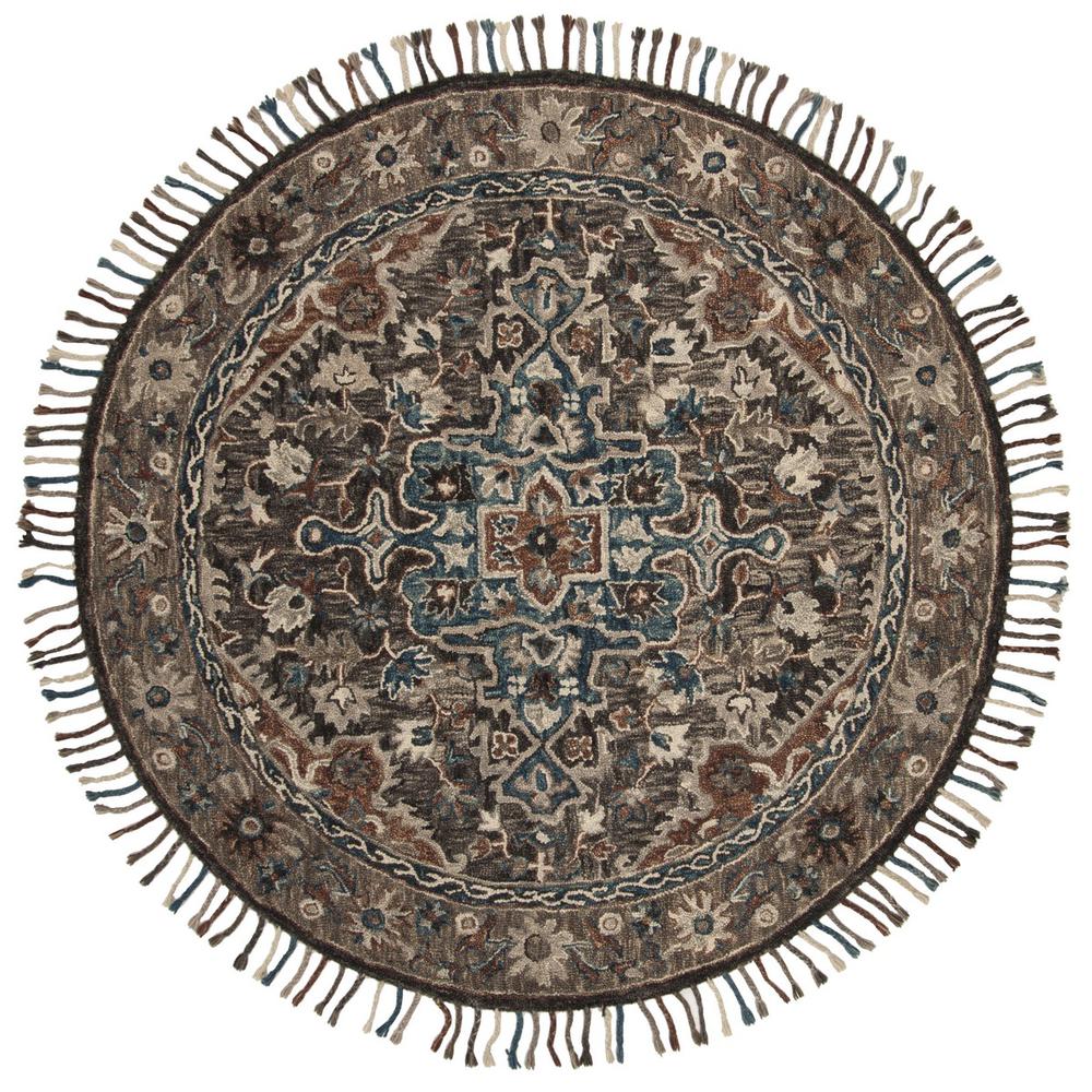 ASPEN, CHARCOAL / LIGHT BROWN, 7' X 7' Round, Area Rug. Picture 1