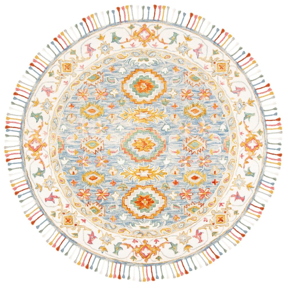 ASPEN, BLUE / IVORY, 7' X 7' Round, Area Rug. Picture 1