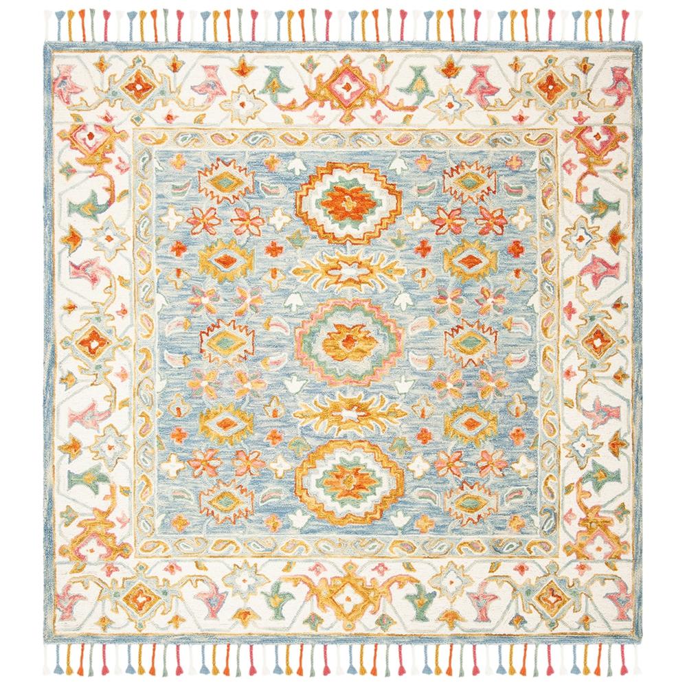 ASPEN, BLUE / IVORY, 7' X 7' Square, Area Rug. Picture 1