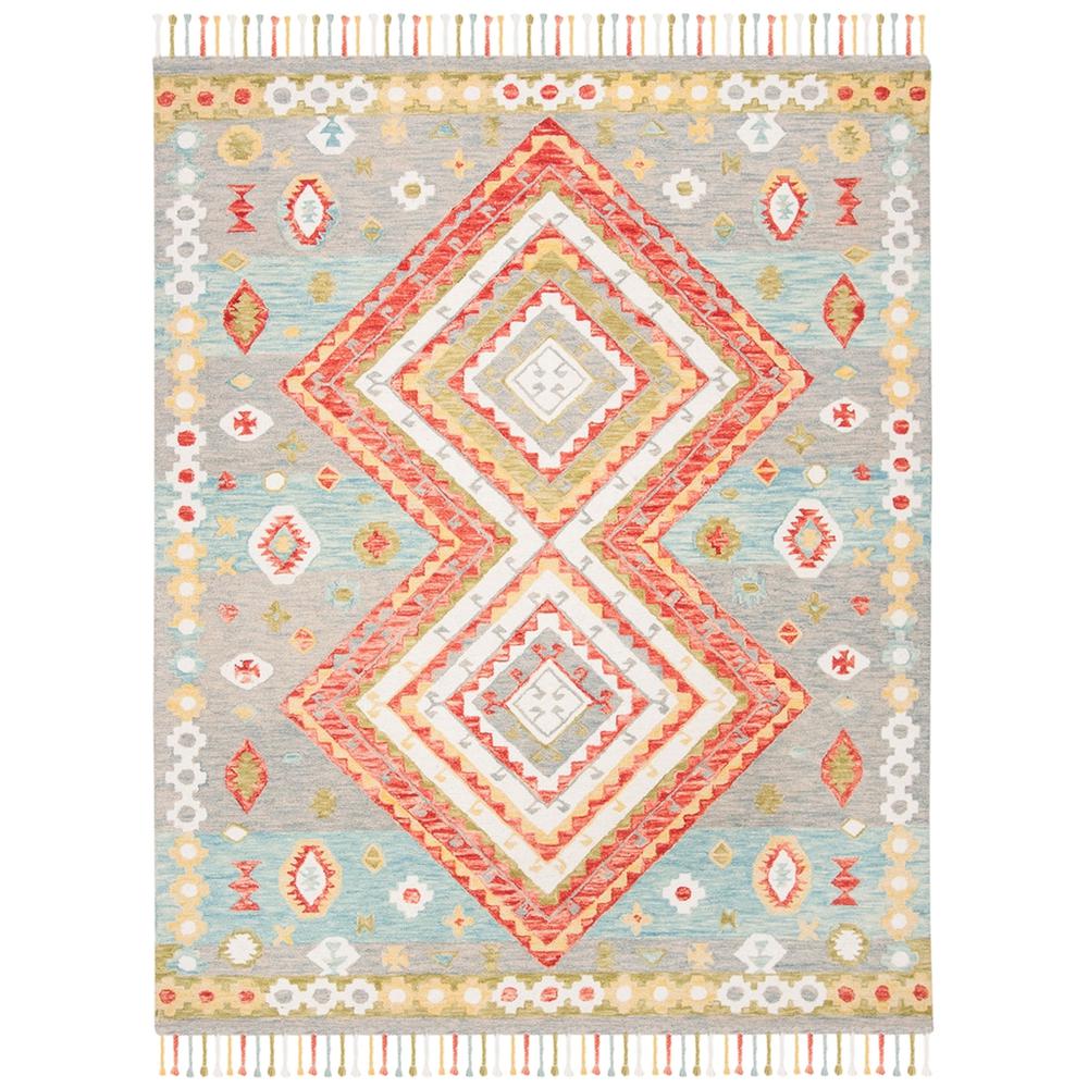 ASPEN, GREY / RED, 8' X 10', Area Rug. Picture 1