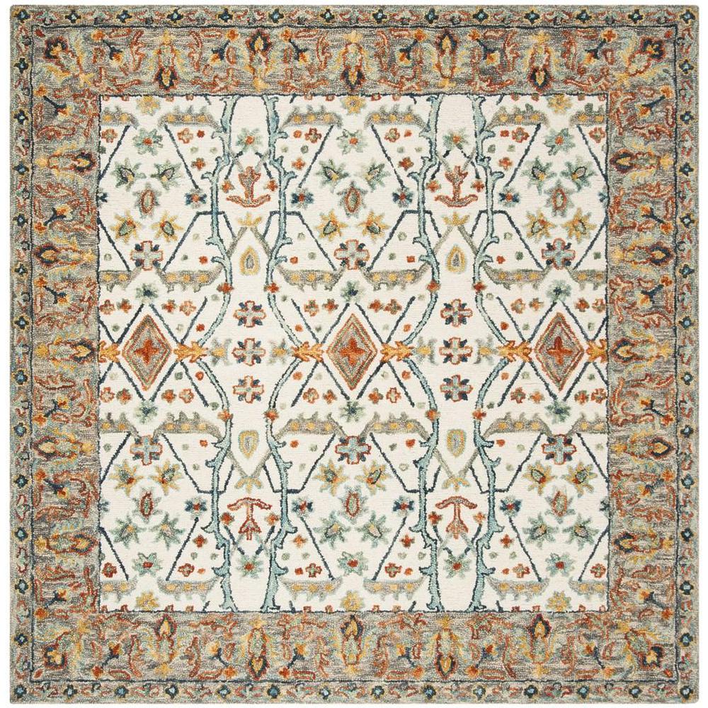 ASPEN, IVORY / BLUE, 7' X 7' Square, Area Rug, APN308A-7SQ. Picture 1