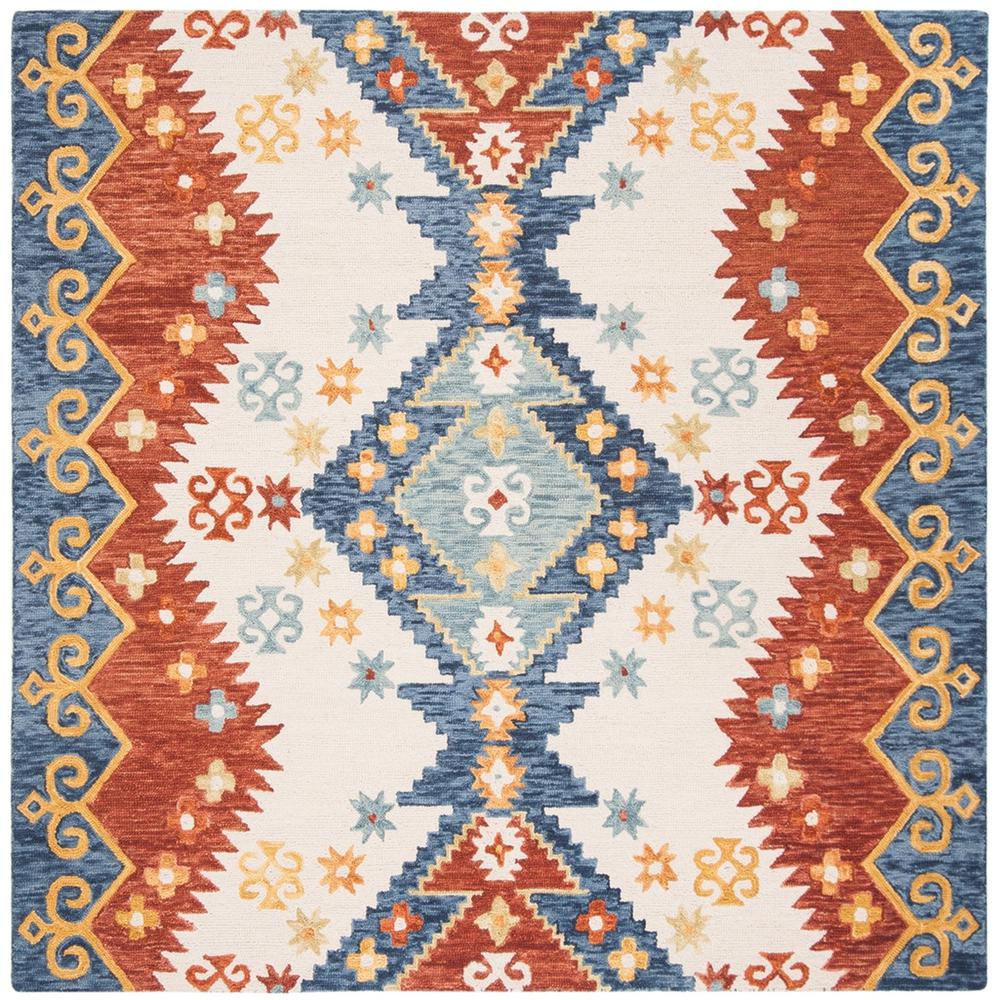 ASPEN, IVORY / BLUE, 7' X 7' Square, Area Rug, APN401A-7SQ. Picture 1