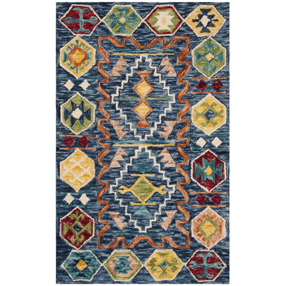 ASPEN, NAVY / GOLD, 3' X 5', Area Rug. Picture 1