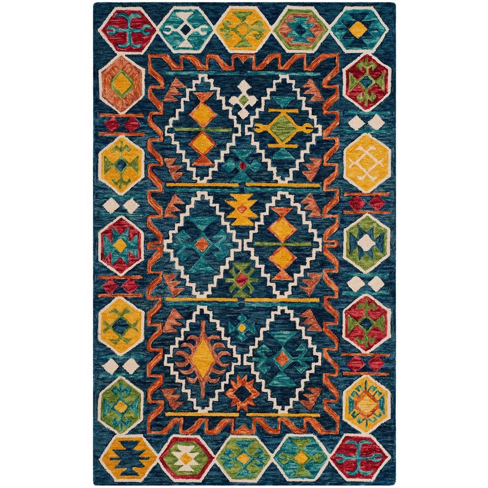 ASPEN, NAVY / GOLD, 5' X 8', Area Rug. Picture 1