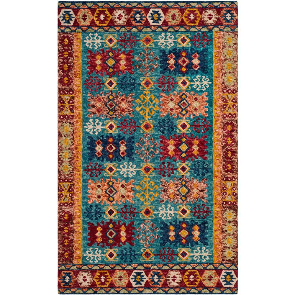ASPEN, BLUE / RED, 5' X 8', Area Rug, APN503A-5. Picture 1