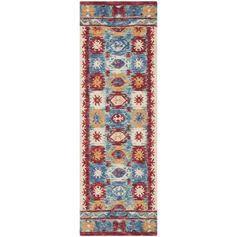 ASPEN, BLUE / RED, 2'-3" X 7', Area Rug, APN505A-27. Picture 1