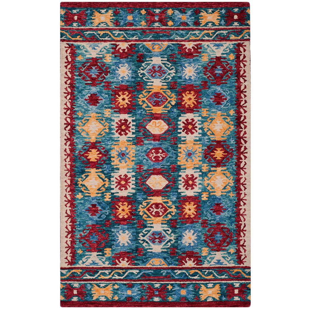 ASPEN, BLUE / RED, 5' X 8', Area Rug, APN505A-5. Picture 1