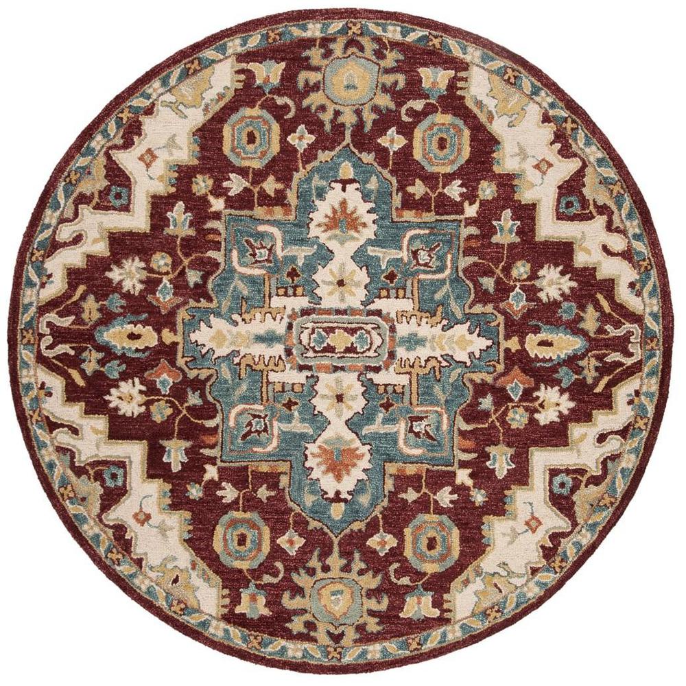 ASPEN, RED / BLUE, 7' X 7' Round, Area Rug, APN507A-7R. Picture 1