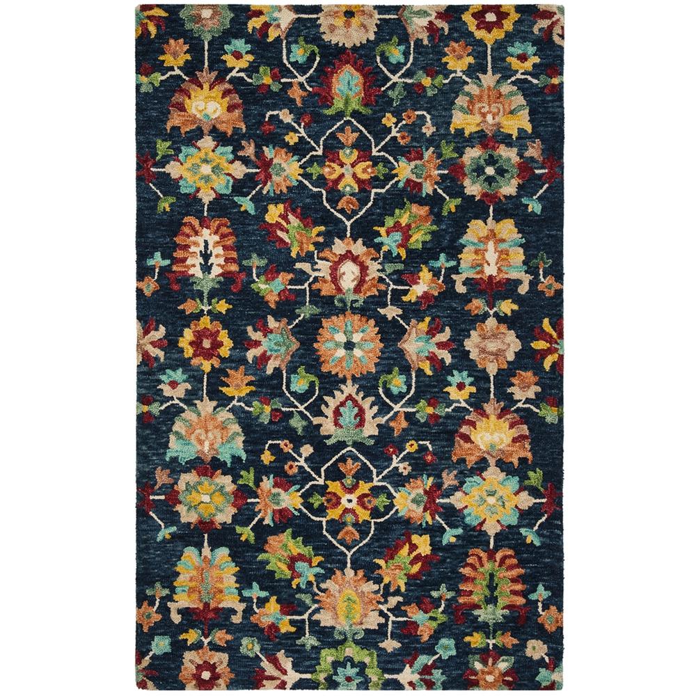 ASPEN, NAVY / RED, 5' X 8', Area Rug. Picture 1