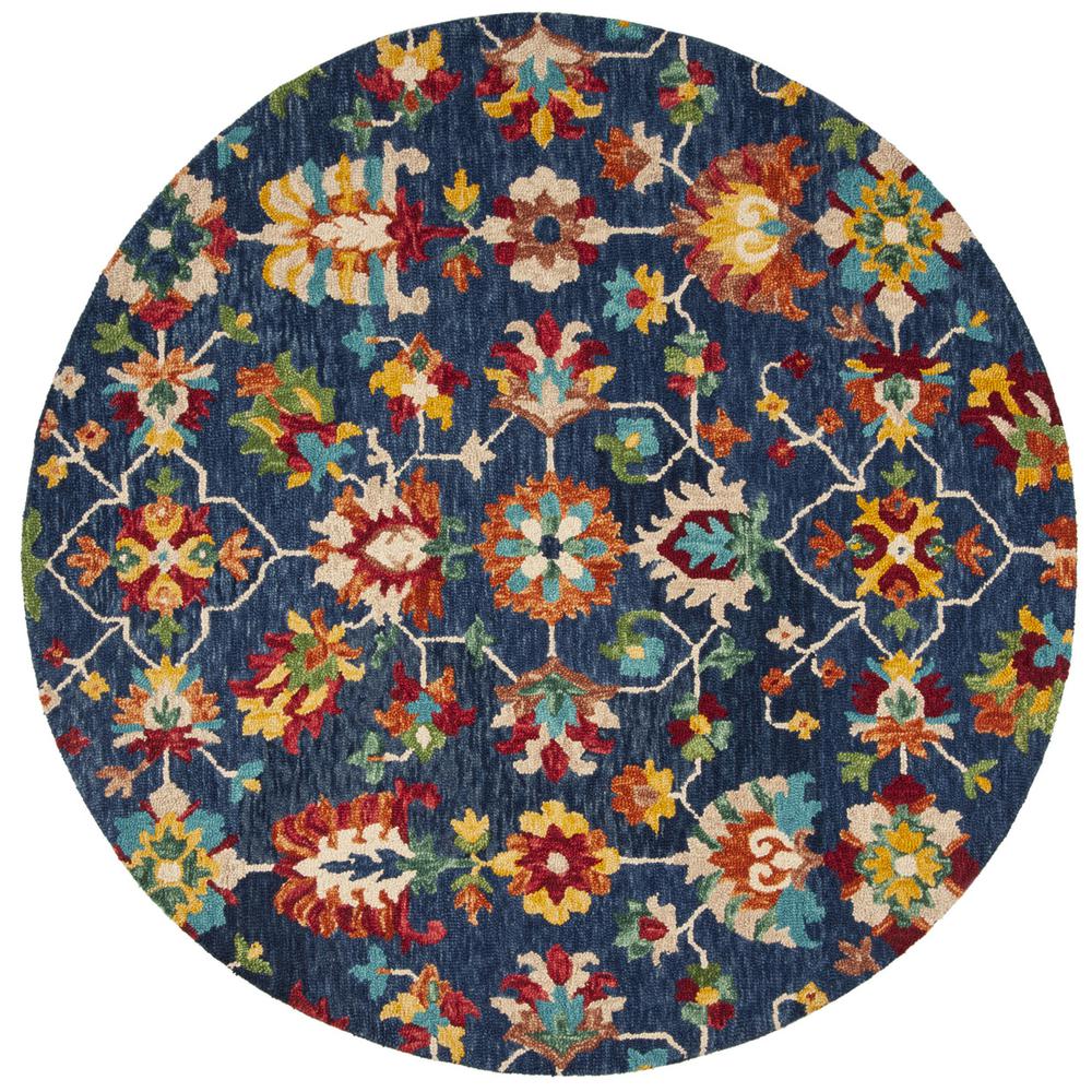 ASPEN, NAVY / RED, 7' X 7' Round, Area Rug. Picture 1