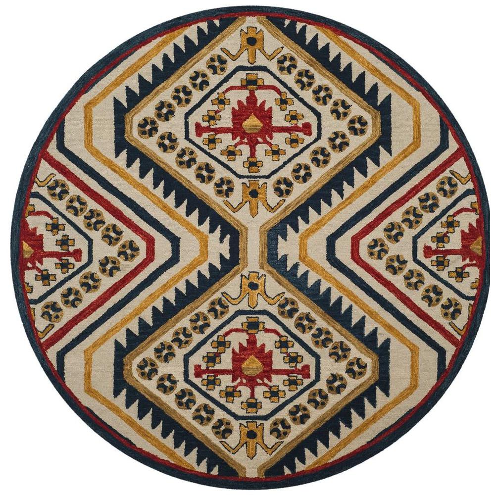 ASPEN, IVORY / MULTI, 7' X 7' Round, Area Rug, APN701A-7R. Picture 1