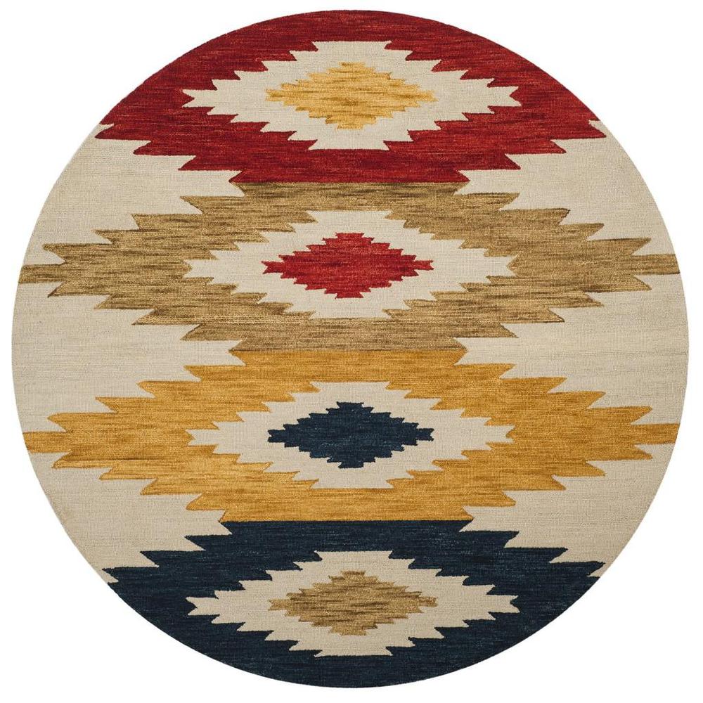 ASPEN, IVORY / MULTI, 7' X 7' Round, Area Rug, APN704A-7R. Picture 1
