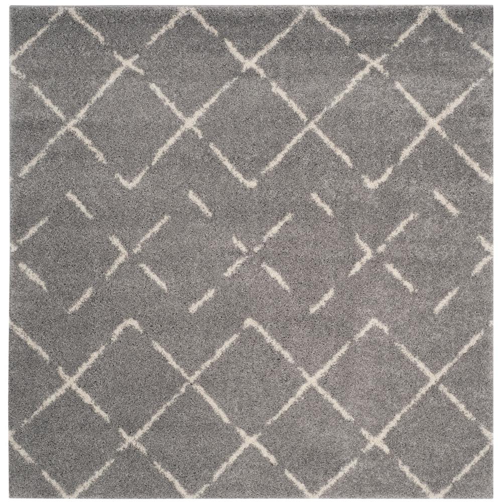 ARIZONA SHAG, GREY / IVORY, 6'-7" X 6'-7" Square, Area Rug, ASG743D-7SQ. Picture 1