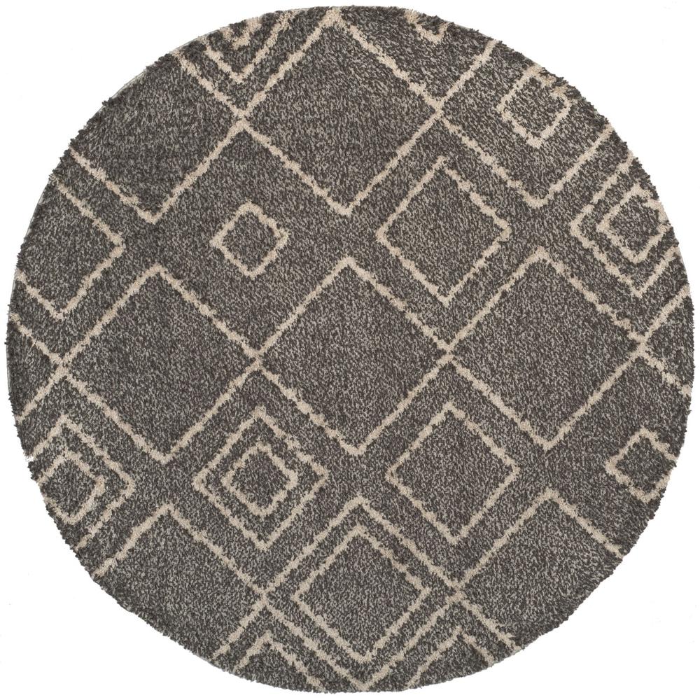 ARIZONA SHAG, BROWN / IVORY, 6'-7" X 6'-7" Round, Area Rug, ASG744B-7R. Picture 1