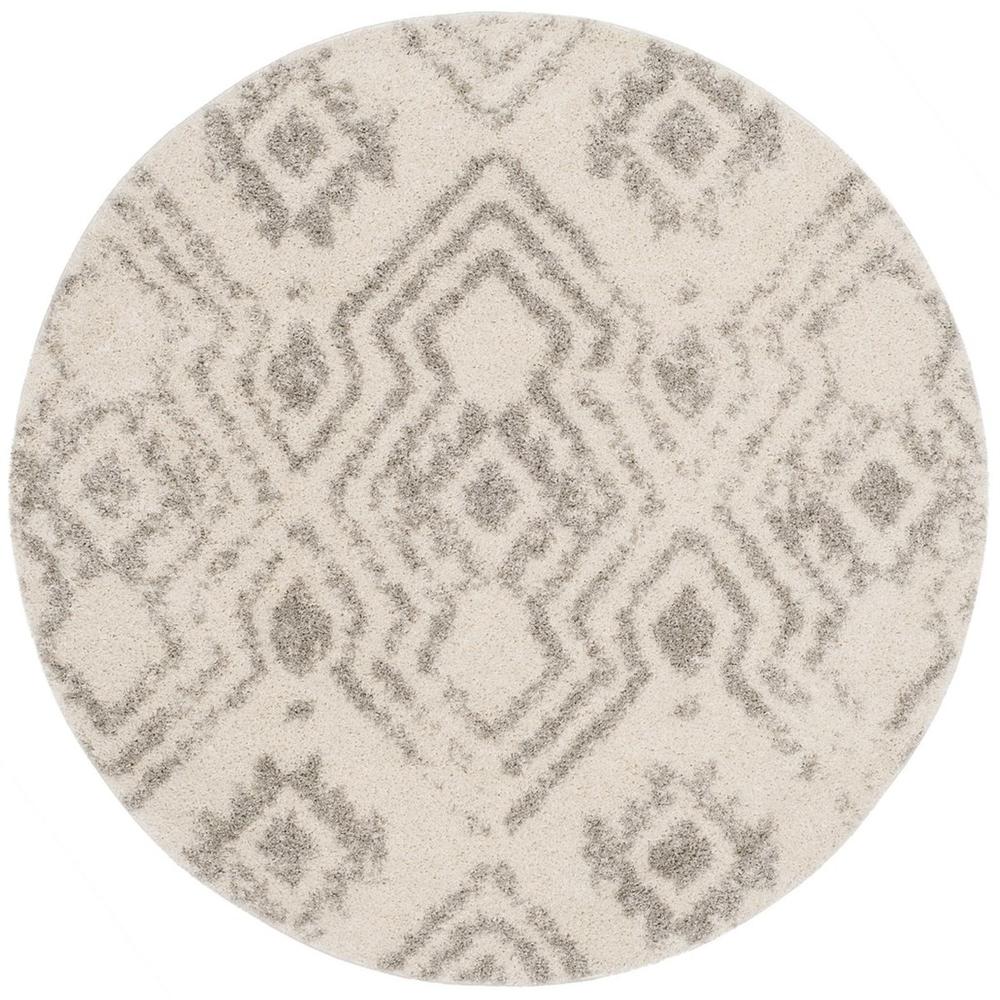 ARIZONA SHAG, IVORY / GREY, 6'-7" X 6'-7" Round, Area Rug, ASG746G-7R. The main picture.