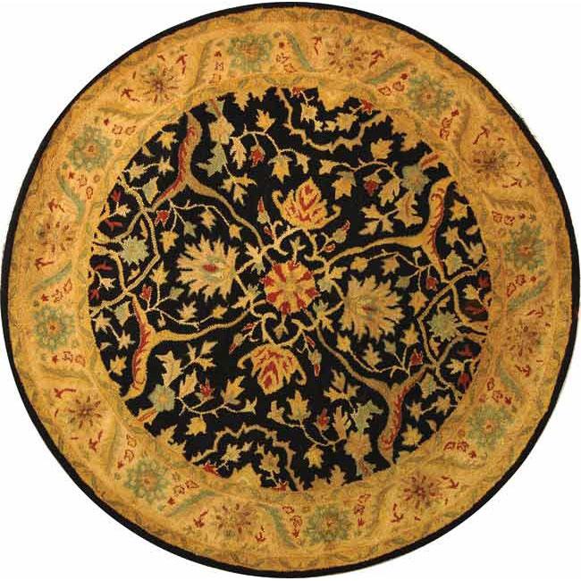 ANTIQUITY, BLACK, 3'-6" X 3'-6" Round, Area Rug, AT14B-4R. Picture 1