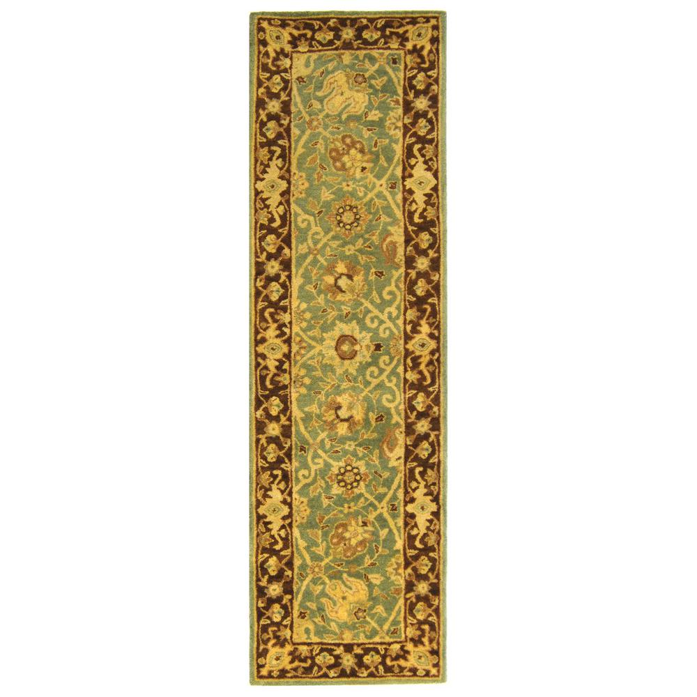 ANTIQUITY, GREEN / BROWN, 2'-3" X 8', Area Rug. Picture 1
