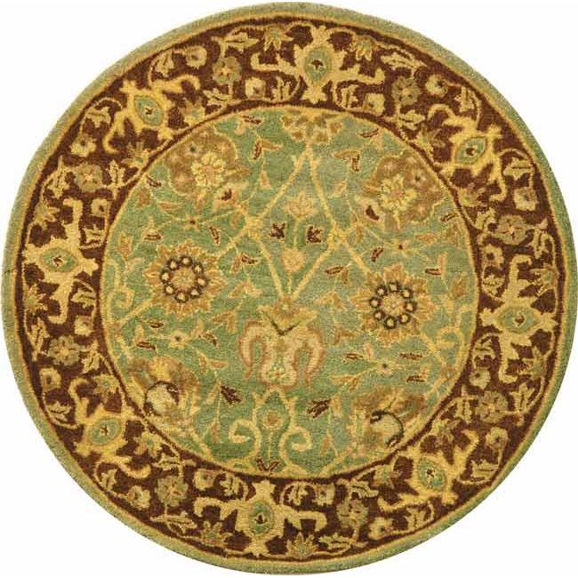 ANTIQUITY, GREEN / BROWN, 3'-6" X 3'-6" Round, Area Rug. Picture 1