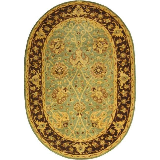 ANTIQUITY, GREEN / BROWN, 4'-6" X 6'-6" Oval, Area Rug. Picture 1