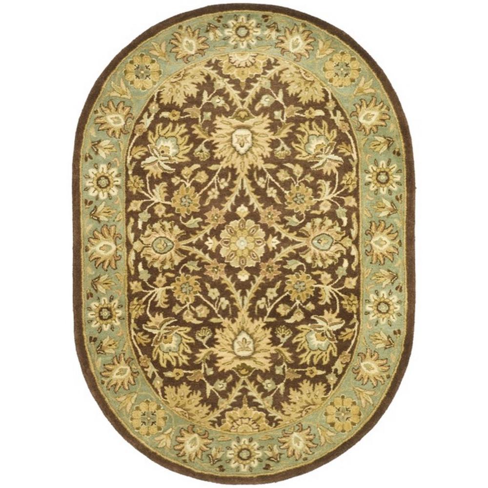 ANTIQUITY, CHOCOLATE / BLUE, 4'-6" X 6'-6" Oval, Area Rug. Picture 1