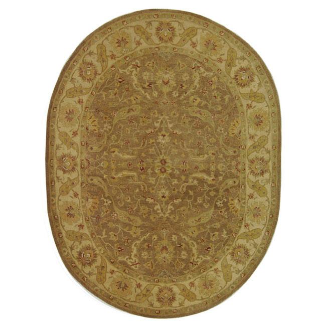 ANTIQUITY, BROWN / GOLD, 7'-6" X 9'-6" Oval, Area Rug. Picture 1