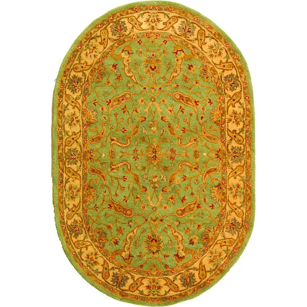 ANTIQUITY, TEAL / BEIGE, 4'-6" X 6'-6" Oval, Area Rug. Picture 1