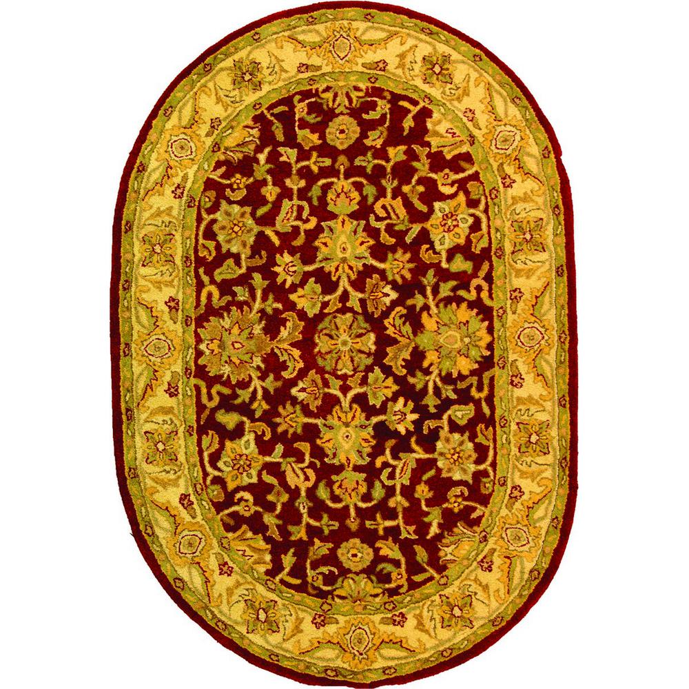 ANTIQUITY, RED / GOLD, 4'-6" X 6'-6" Oval, Area Rug. Picture 1