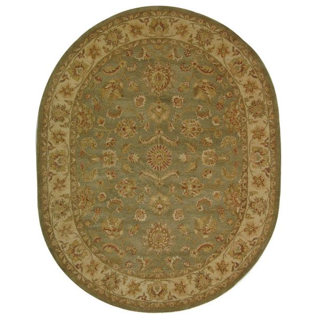 ANTIQUITY, GREEN / GOLD, 7'-6" X 9'-6" Oval, Area Rug, AT313A-8OV. Picture 1