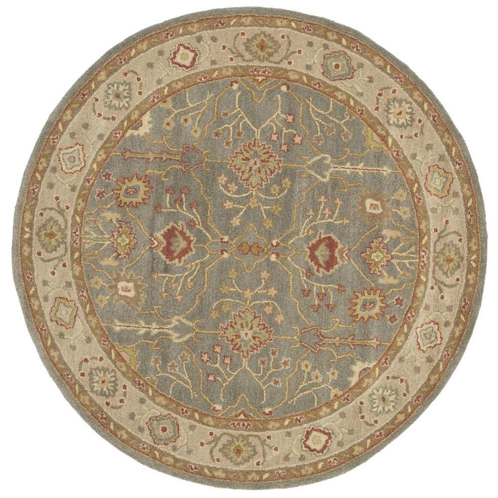 ANTIQUITY, BLUE / IVORY, 3'-6" X 3'-6" Round, Area Rug. Picture 1