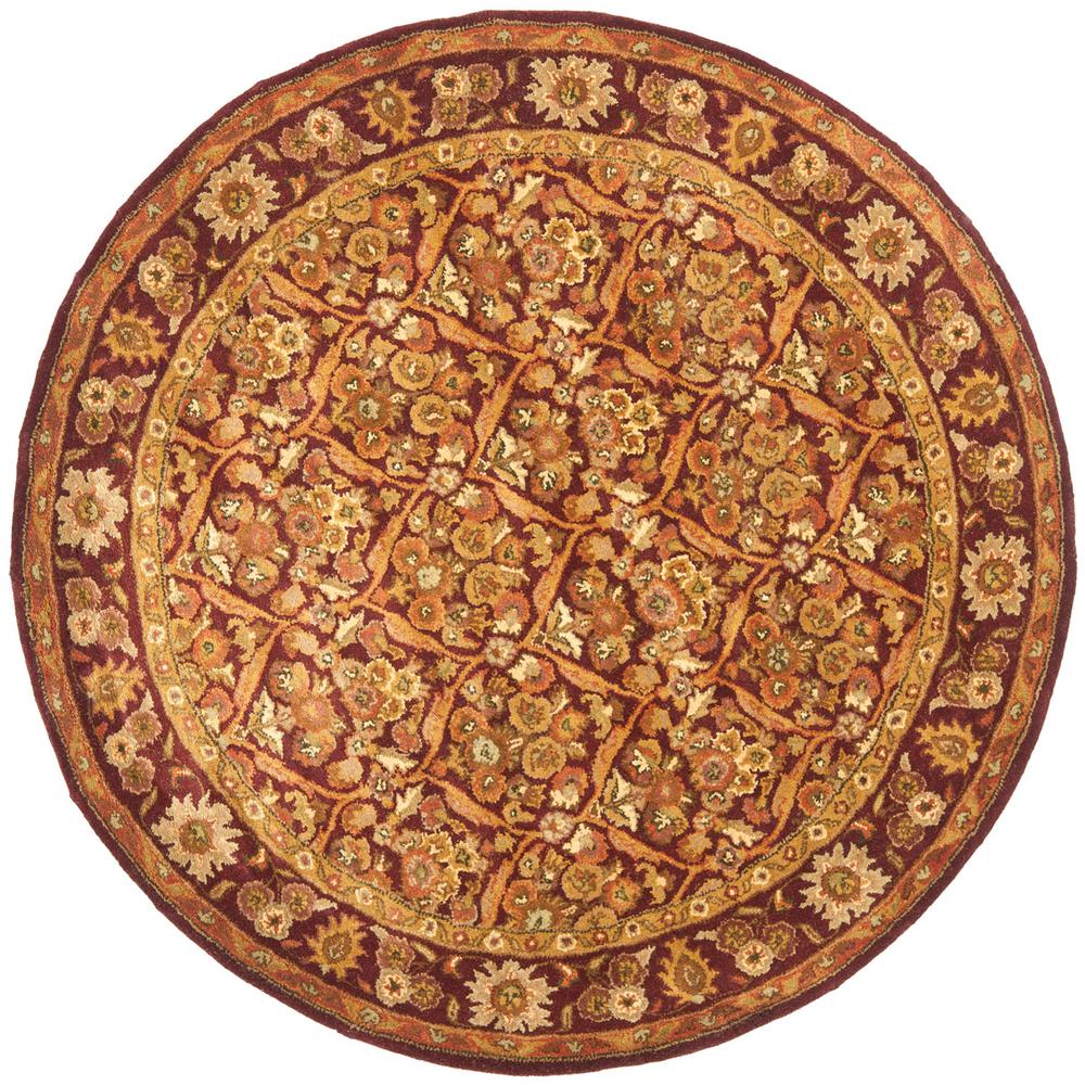 ANTIQUITY, WINE / GOLD, 3'-6" X 3'-6" Round, Area Rug, AT51A-4R. Picture 1