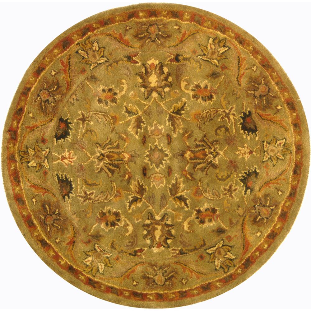 ANTIQUITY, OLIVE / GOLD, 3'-6" X 3'-6" Round, Area Rug. Picture 1