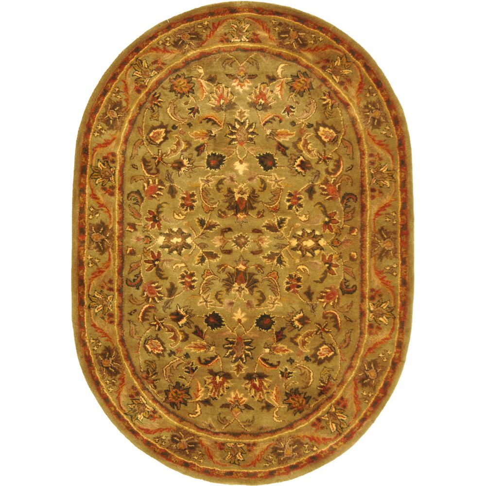 ANTIQUITY, OLIVE / GOLD, 4'-6" X 6'-6" Oval, Area Rug. Picture 1