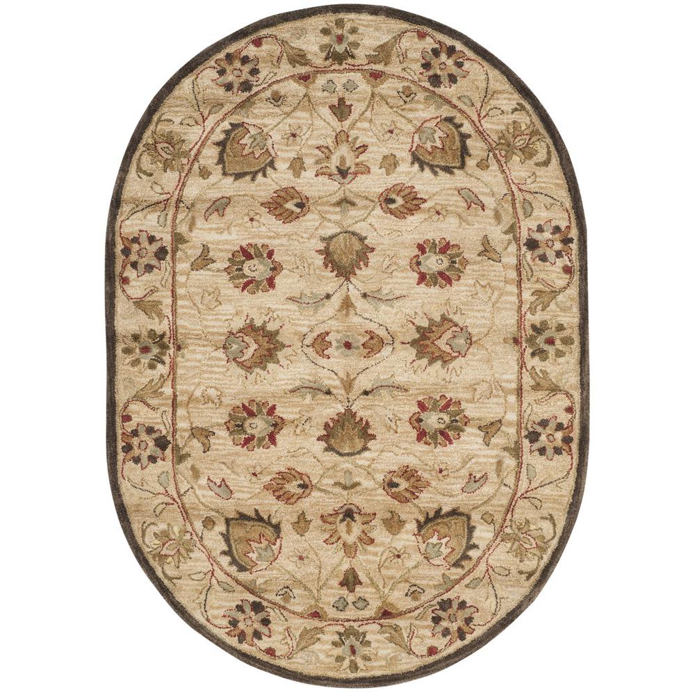 ANTIQUITY, BEIGE / BEIGE, 4'-6" X 6'-6" Oval, Area Rug. Picture 1
