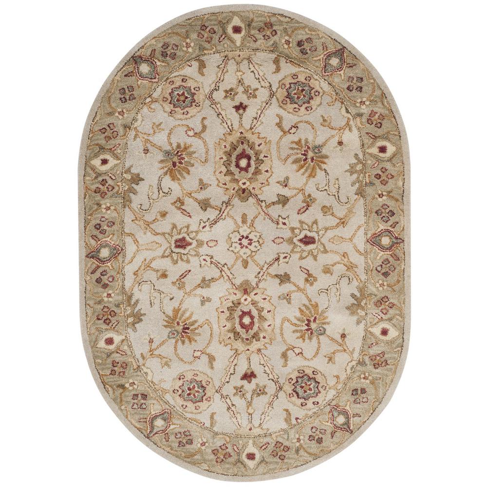 ANTIQUITY, GREY BEIGE / SAGE, 4'-6" X 6'-6" Oval, Area Rug. Picture 1