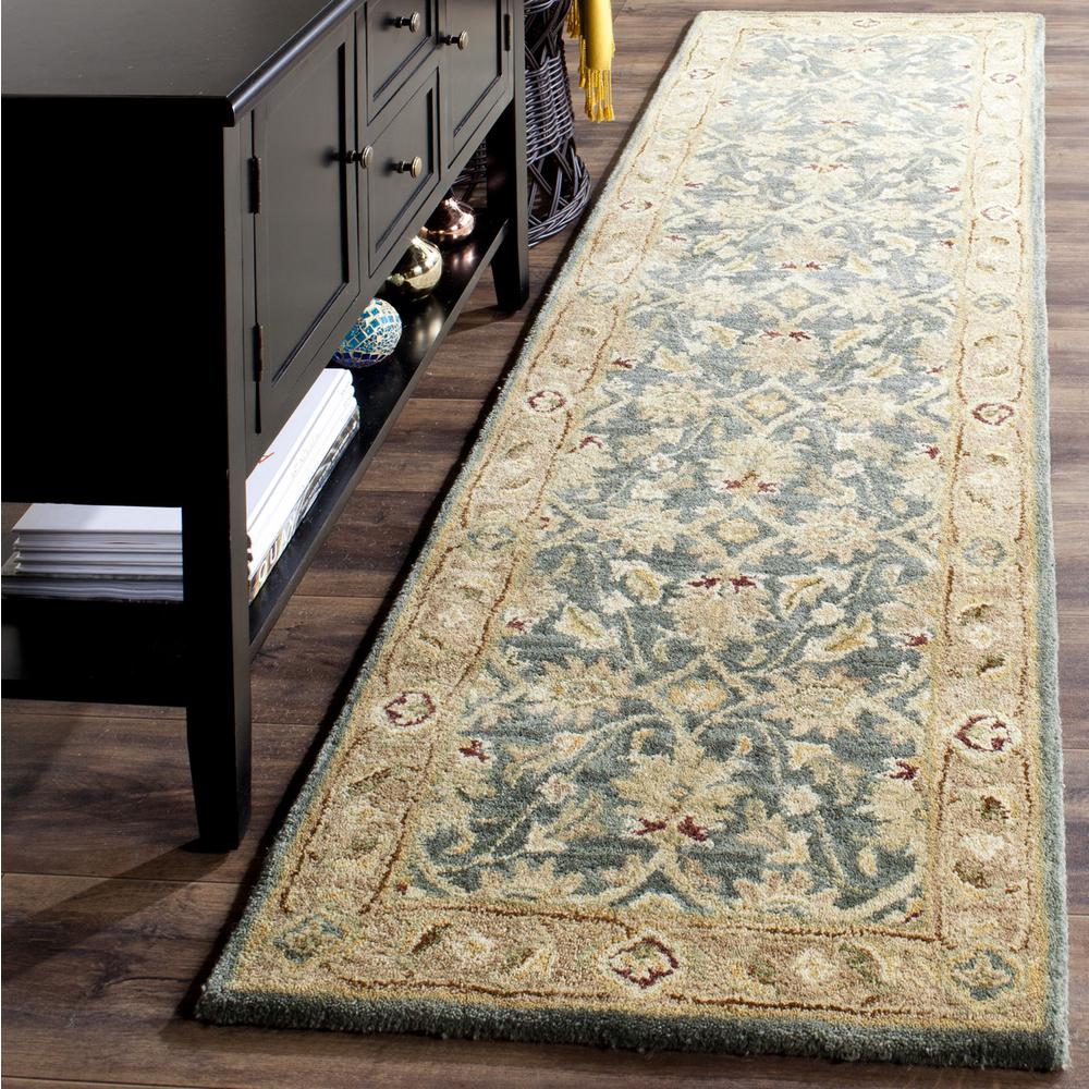 ANTIQUITY, TEAL BLUE / TAUPE, 2'-3" X 10', Area Rug. Picture 1
